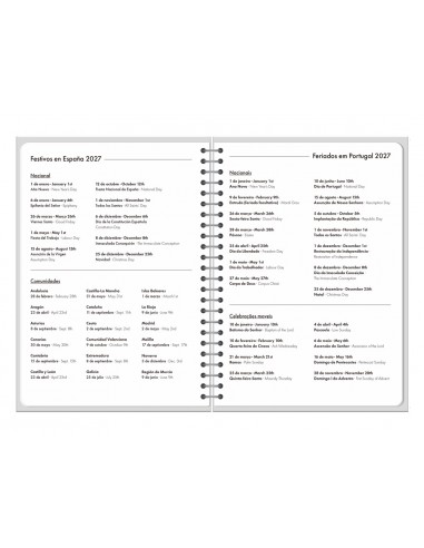 Agenda oficina liderpapel 2027 encuadernada itaca dia pagina a5 bilingue 70g papel fsc perro