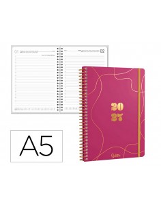 Agenda oficina liderpapel 2027 espiral perissa dia pagina a5 bilingue 80g papel fsc rosa