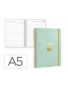 Agenda oficina liderpapel 2027 espiral perissa dia pagina a5 bilingue 80g papel fsc menta