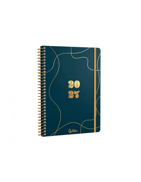 Agenda oficina liderpapel 2027 espiral perissa dia pagina a5 bilingue 80g papel fsc azul marino