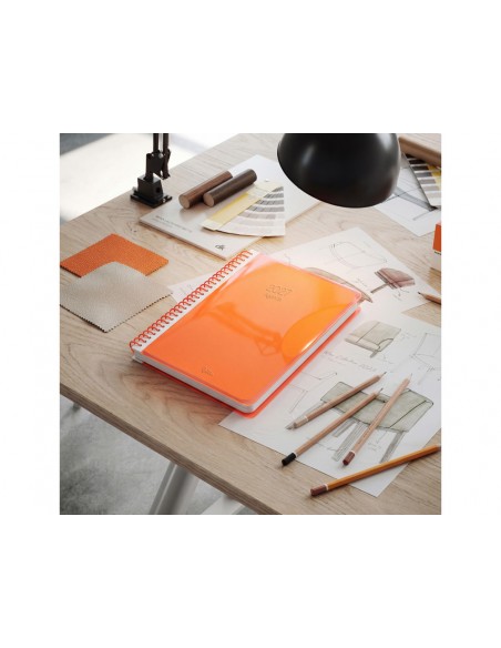 Agenda oficina liderpapel 2027 espiral neon dia pagina a5 bilingue 70g papel fsc turquesa