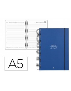 Agenda oficina liderpapel 2027 espiral olbia dia pagina a5 bilingue 60g papel fsc azul