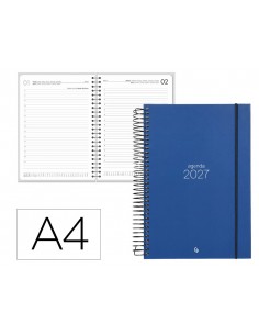 Agenda oficina liderpapel 2027 espiral olbia dia pagina a4 bilingue 60g papel fsc azul