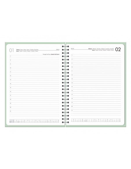Agenda oficina liderpapel 2027 espiral gazi dia pagina a5 bilingue 70g papel fsc verde
