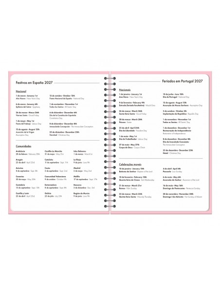 Agenda oficina liderpapel 2027 espiral gazi dia pagina a4 bilingue 70g papel fsc rojo