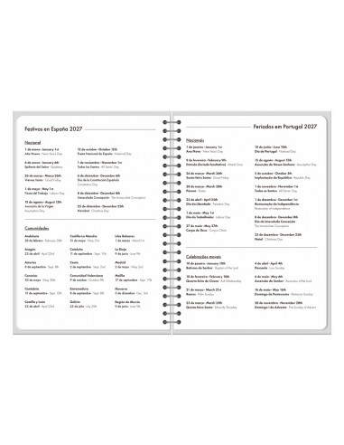 Agenda oficina liderpapel 2027 espiral classic semana vista a6 bilingue 70g papel fsc naranja