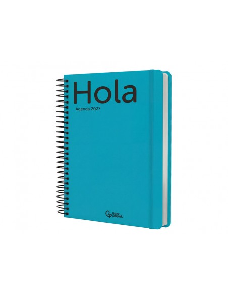 Agenda oficina liderpapel 2027 espiral classic dia pagina a6 bilingue 70g papel fsc turquesa