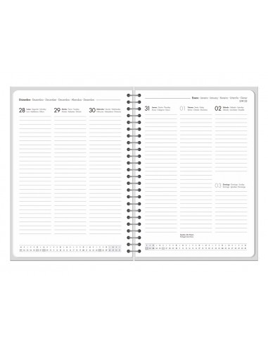 Agenda oficina liderpapel 2027 espiral classic semana vista a4 bilingue 70g papel fsc malva