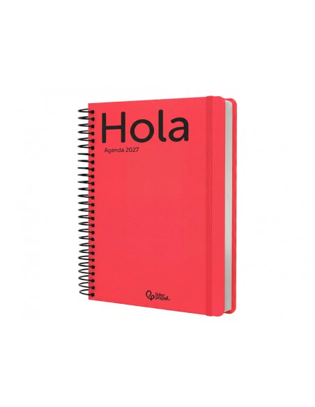 Agenda oficina liderpapel 2027 espiral classic semana vista a5 bilingue 70g papel fsc rojo