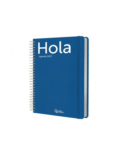 Agenda oficina liderpapel 2027 espiral classic semana vista a5 bilingue 70g papel fsc azul