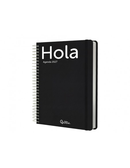 Agenda oficina liderpapel 2027 espiral classic semana vista a5 bilingue 70g papel fsc negro