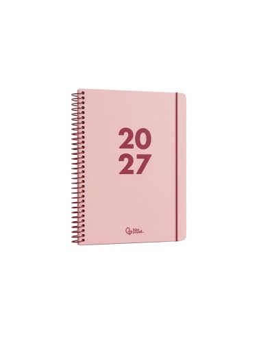 Agenda oficina liderpapel 2027 espiral basic dia pagina a6 bilingue 60g papel fsc rosa