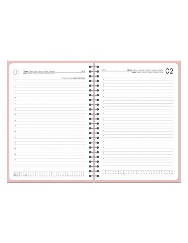 Agenda oficina liderpapel 2027 espiral basic dia pagina a6 bilingue 60g papel fsc rosa