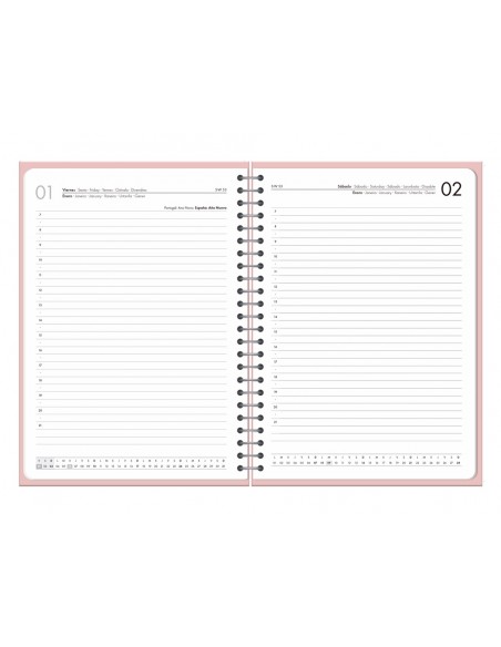 Agenda oficina liderpapel 2027 espiral basic dia pagina a6 bilingue 60g papel fsc rosa Agenda oficina liderpapel 2027 espiral basic dia pagina a6 bilingue 60g papel fsc rosa