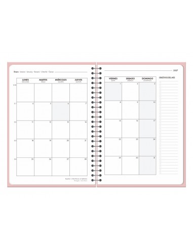Agenda oficina liderpapel 2027 espiral basic dia pagina a6 bilingue 60g papel fsc rosa