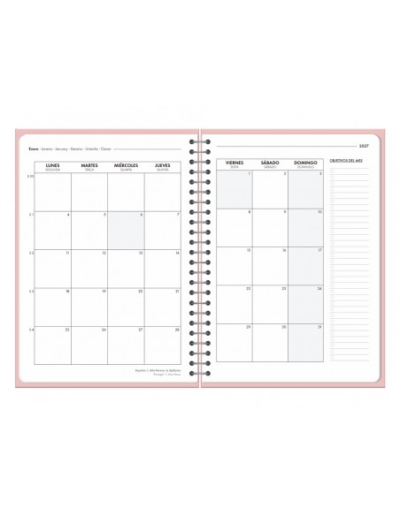 Agenda oficina liderpapel 2027 espiral basic dia pagina a6 bilingue 60g papel fsc rosa Agenda oficina liderpapel 2027 espiral basic dia pagina a6 bilingue 60g papel fsc rosa