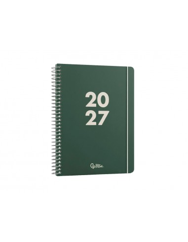 Agenda oficina liderpapel 2027 espiral basic dia pagina a6 bilingue 60g papel fsc verde