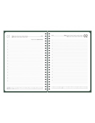 Agenda oficina liderpapel 2027 espiral basic dia pagina a6 bilingue 60g papel fsc verde