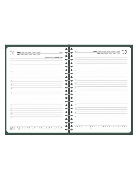 Agenda oficina liderpapel 2027 espiral basic dia pagina a6 bilingue 60g papel fsc verde Agenda oficina liderpapel 2027 espiral basic dia pagina a6 bilingue 60g papel fsc verde