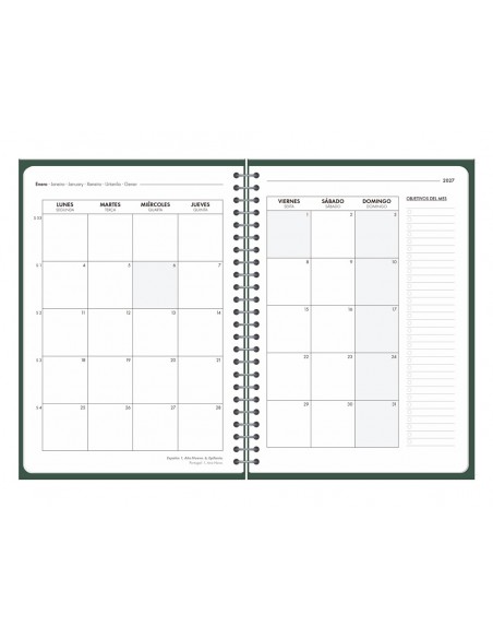 Agenda oficina liderpapel 2027 espiral basic dia pagina a6 bilingue 60g papel fsc verde Agenda oficina liderpapel 2027 espiral basic dia pagina a6 bilingue 60g papel fsc verde