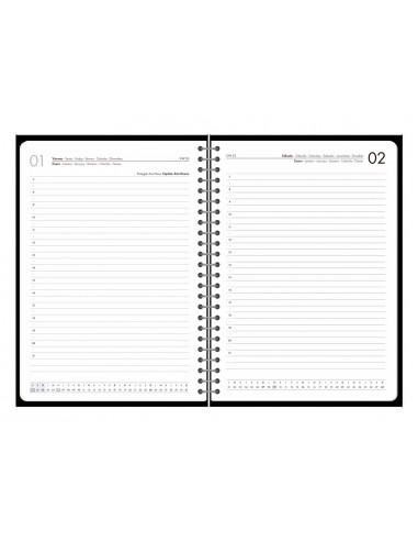 Agenda oficina liderpapel 2027 espiral basic dia pagina a6 bilingue 60g papel fsc negro
