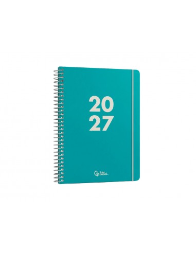 Agenda oficina liderpapel 2027 espiral basic semana vista a5 bilingue 60g papel fsc turquesa