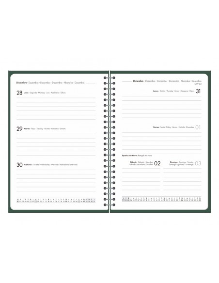 Agenda oficina liderpapel 2027 espiral basic semana vista a5 bilingue 60g papel fsc verde Agenda oficina liderpapel 2027 espiral basic semana vista a5 bilingue 60g papel fsc verde