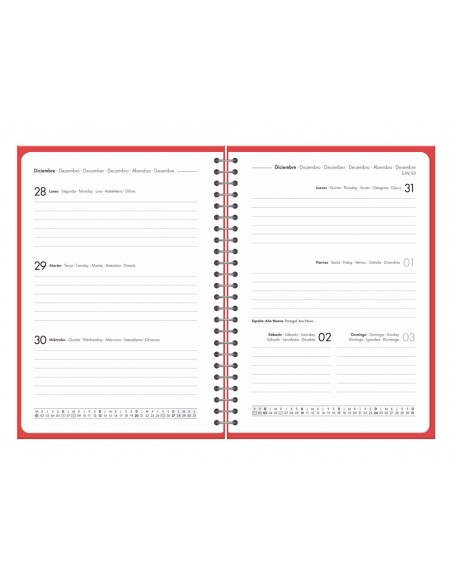 Agenda oficina liderpapel 2027 espiral basic semana vista a5 bilingue 60g papel fsc rojo Agenda oficina liderpapel 2027 espiral basic semana vista a5 bilingue 60g papel fsc rojo