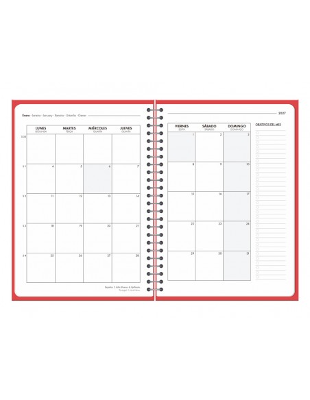 Agenda oficina liderpapel 2027 espiral basic semana vista a5 bilingue 60g papel fsc rojo Agenda oficina liderpapel 2027 espiral basic semana vista a5 bilingue 60g papel fsc rojo