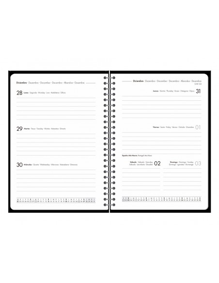 Agenda oficina liderpapel 2027 espiral basic semana vista a5 bilingue 60g papel fsc negro Agenda oficina liderpapel 2027 espiral basic semana vista a5 bilingue 60g papel fsc negro