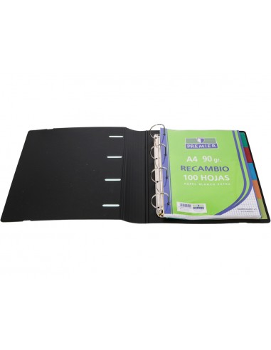 Carpeta 4 anillas 40 mm mixtas mariola polyfoam din a4 con recambio 100 h 90 gr separadores 6 posiciones