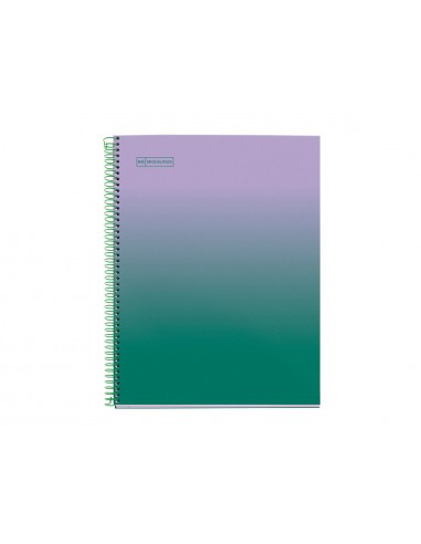 Cuaderno espiral miquelrius din a4 80 hojas cuadro 5 mm 90 gr gradient lavanda/verde