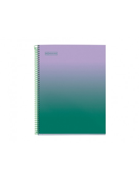 Cuaderno espiral miquelrius din a4 80 hojas cuadro 5 mm 90 gr gradient lavanda/verde