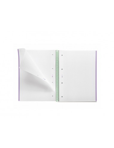 Cuaderno espiral miquelrius din a4 80 hojas cuadro 5 mm 90 gr gradient lavanda/verde