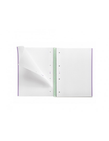 Cuaderno espiral miquelrius din a4 80 hojas cuadro 5 mm 90 gr gradient lavanda/verde