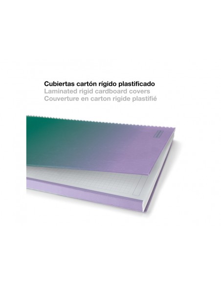 Cuaderno espiral miquelrius din a4 80 hojas cuadro 5 mm 90 gr gradient lavanda/verde