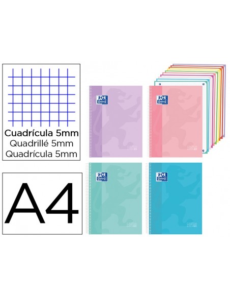 Cuaderno espiral oxford europeanbook 10 tapa extradura din a4 200 hojas cuadro 5 mm