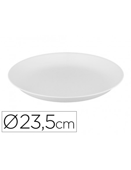 Plato polipropileno archivo 2000 llano 23,5 cm diametro reutilizable e irrompible libre bpa color blanco