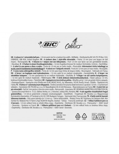 Boligrafo bic cuatro colores rainbow punta 1 mm