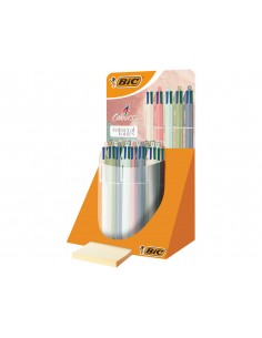 Boligrafo bic cuatro colores tonos minerales punta 1 mm presentado en caja expositora