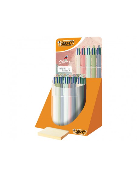 Boligrafo bic cuatro colores tonos minerales punta 1 mm presentado en caja expositora
