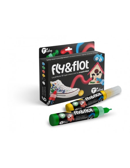 Rotulador tcolors fly&flot efecto 3d volumetrico 25 ml estuche de 6 colores surtidos