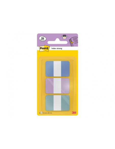 Banderitas separadoras rigidas dispensador post-it index strong 686-3 coast 25,4x38.1 mm pack de 36