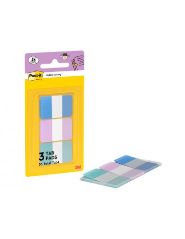 Banderitas separadoras rigidas dispensador post-it index strong 686-3 coast 25,4x38.1 mm pack de 36