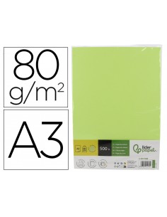 Papel color liderpapel din a3 80 g verde neon paquete de 500 hojas