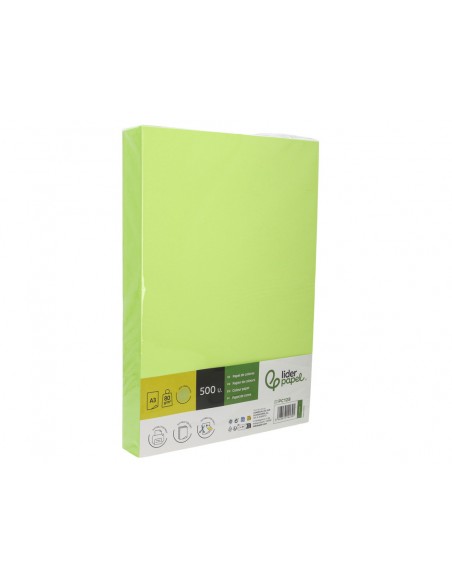 Papel color liderpapel din a3 80 g verde neon paquete de 500 hojas