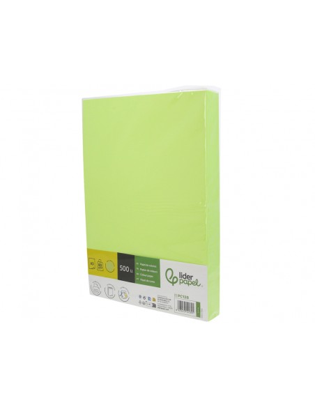 Papel color liderpapel din a3 80 g verde neon paquete de 500 hojas