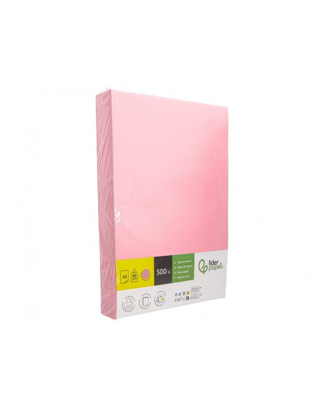 Papel color liderpapel din a3 80 g rosa paquete de 500 hojas
