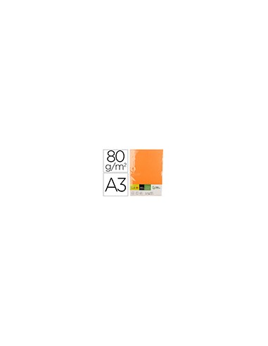 Papel color liderpapel din a3 80 g naranja intenso paquete de 500 hojas
