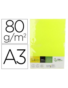 Papel color liderpapel din a3 80 g amarillo neon paquete de 500 hojas